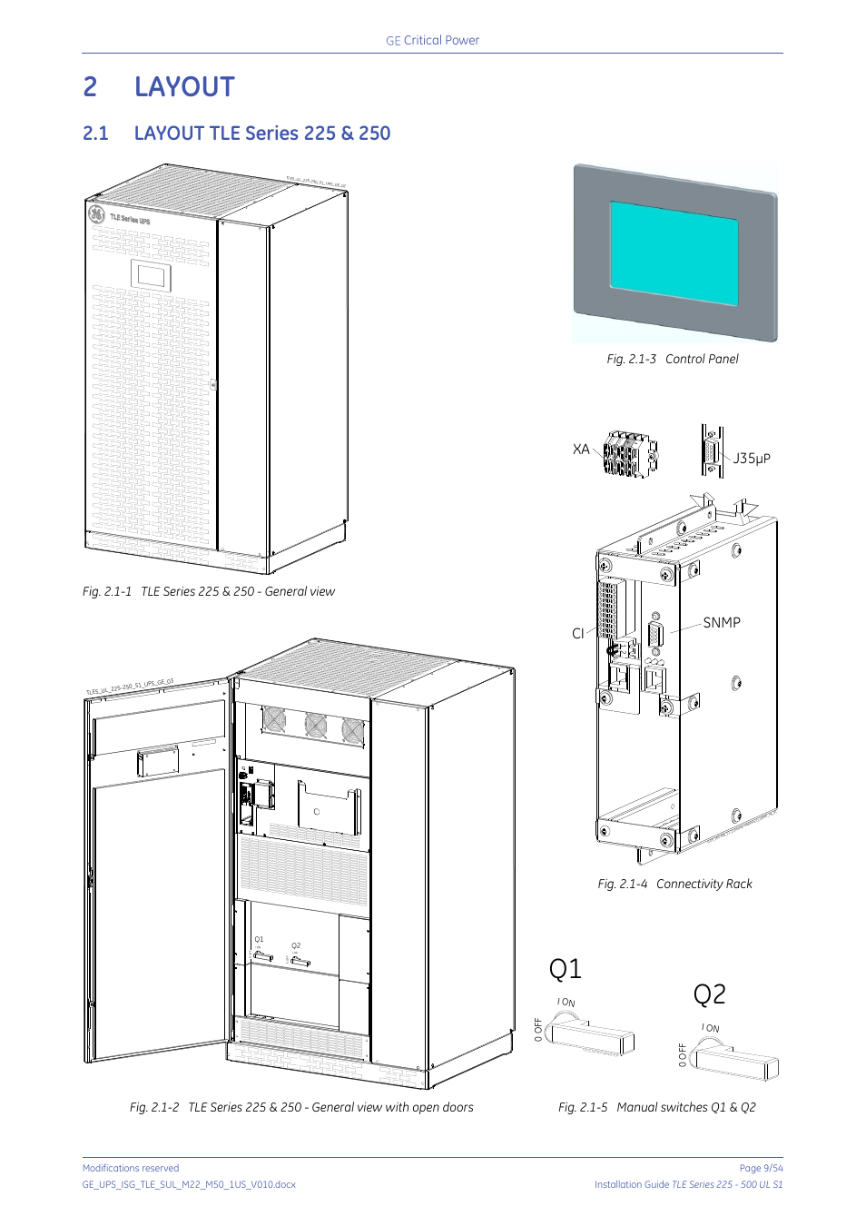 2 layout, 1 layout tle series 225 & 250, Layout | Layout tle series 225 & 250, Snmp ci, Critical power, 12 ep o ep o | GE Industrial Solutions TLE Series 225-500 Installation Guide User Manual | Page 9 / 54