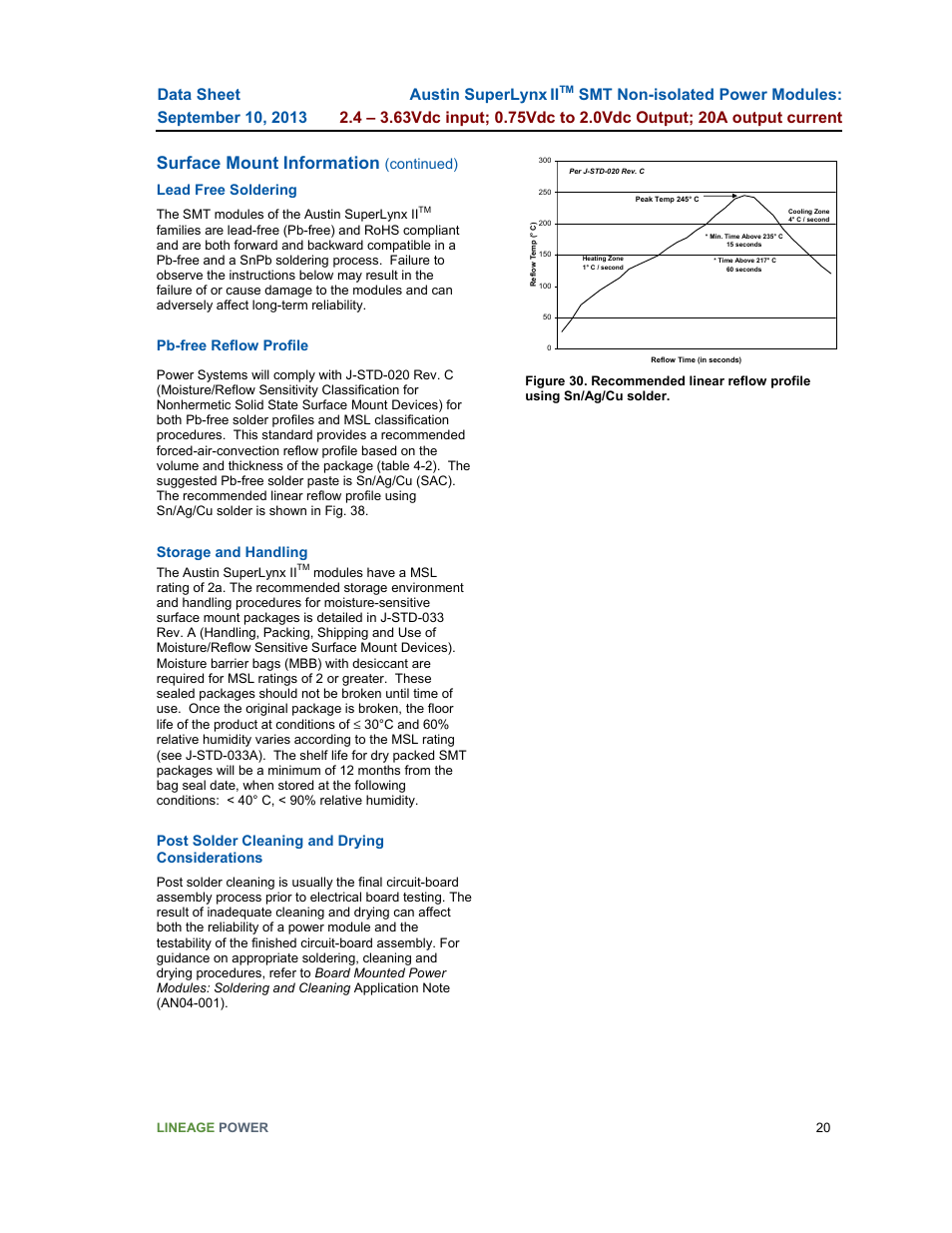 Surface mount information, Austin superlynx ii | GE Industrial Solutions ATM020A0X3-SR User Manual | Page 20 / 21