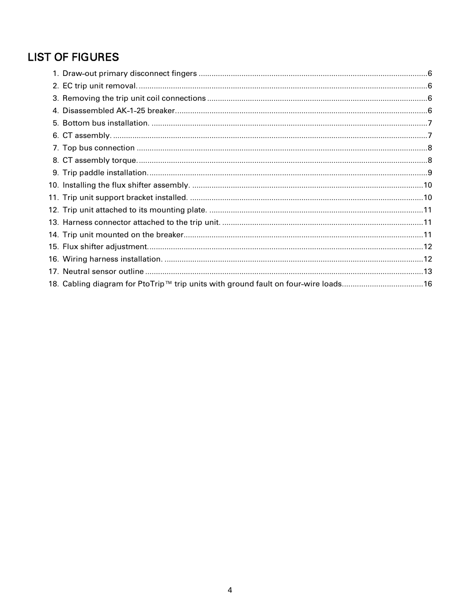 List of figures | GE Industrial Solutions ProTrip Conversion Kits AK-1-15 and AK-1-25 User Manual | Page 3 / 16