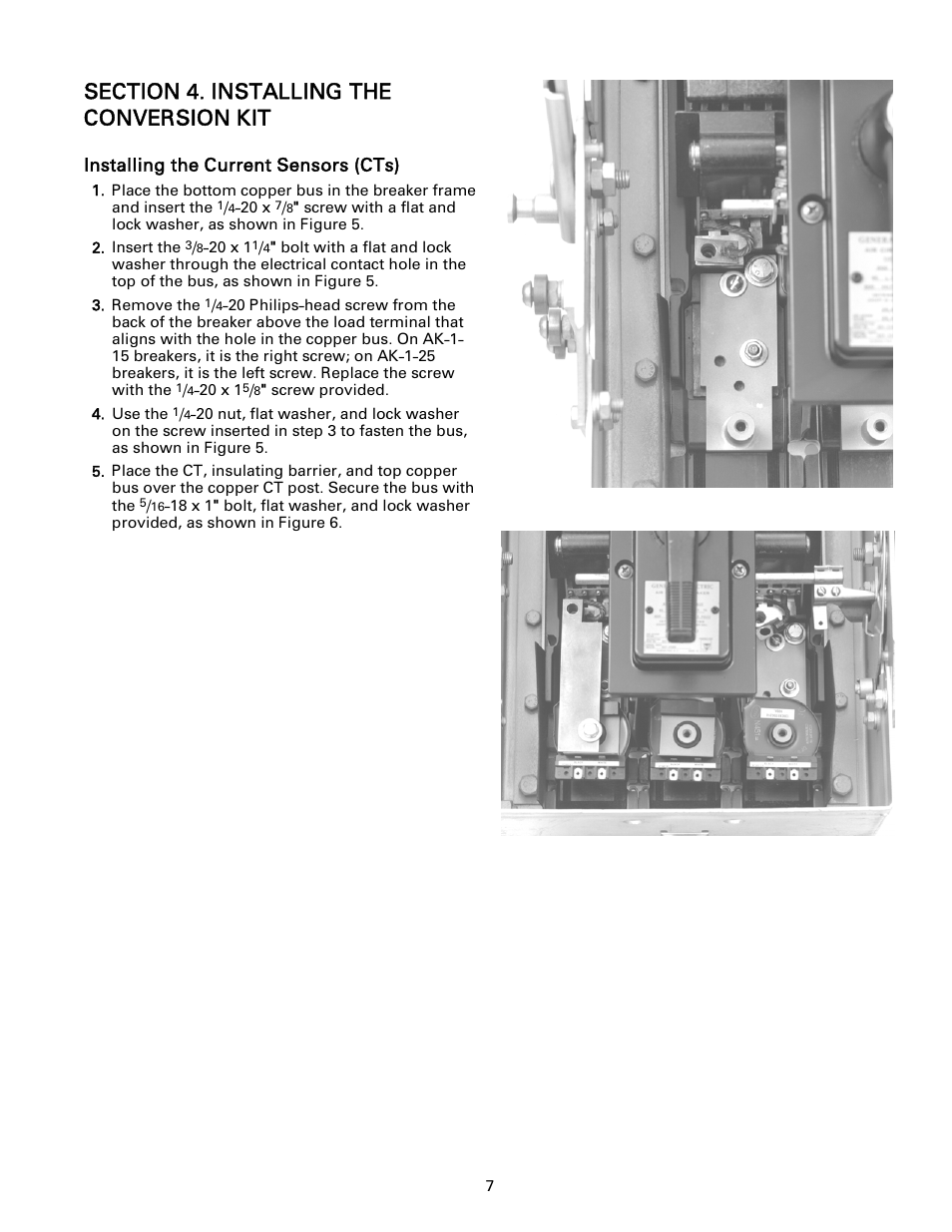 Installing the current sensors (cts), Bottom, Installation | Assembly | GE Industrial Solutions ProTrip Conversion Kits AK-1-15 and AK-1-25 User Manual | Page 6 / 16