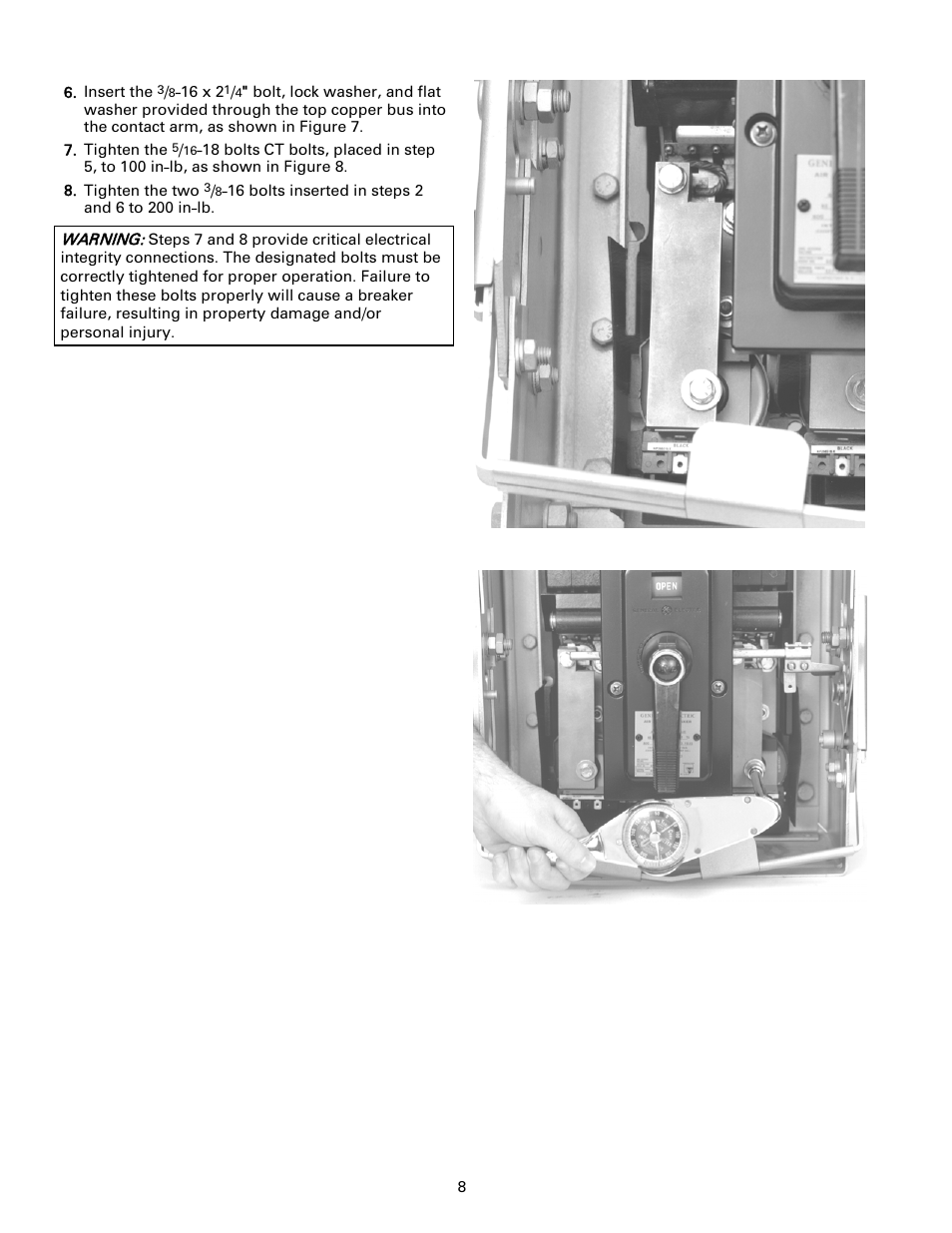 Connection, Assembly torque | GE Industrial Solutions ProTrip Conversion Kits AK-1-15 and AK-1-25 User Manual | Page 7 / 16