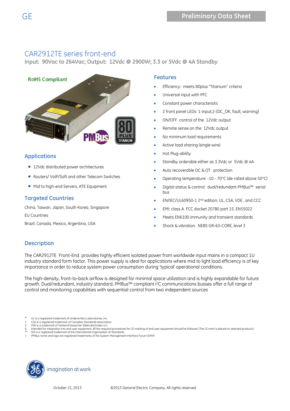 GE Industrial Solutions CAR2912TE series User Manual | 25 pages