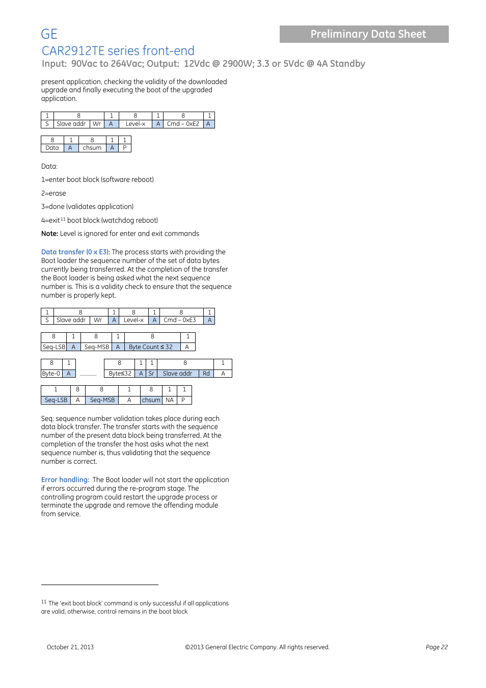 Car2912te series front-end, Preliminary data sheet | GE Industrial Solutions CAR2912TE series User Manual | Page 22 / 25