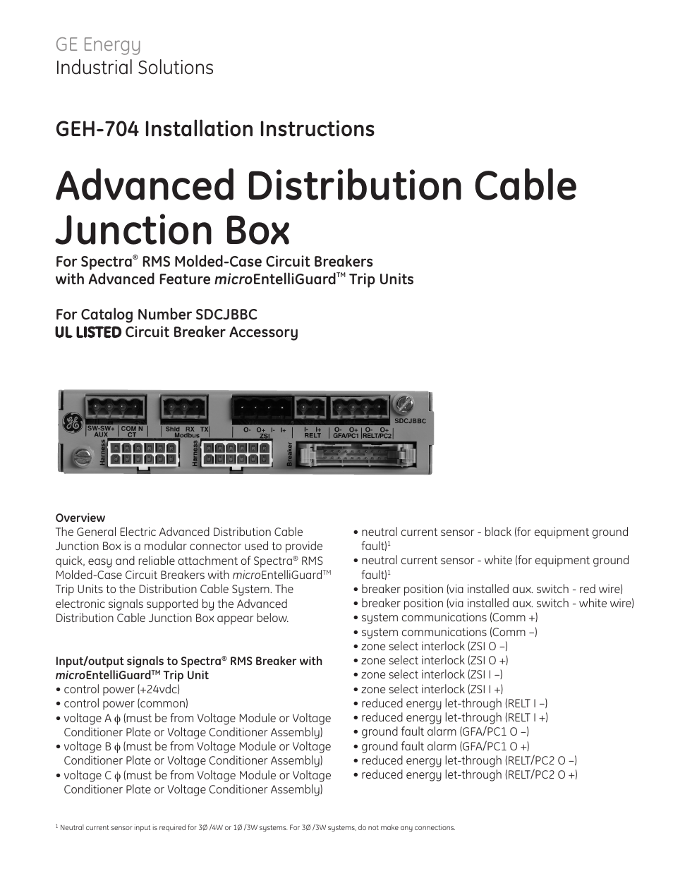 GE Industrial Solutions SDCJBBC User Manual | 8 pages