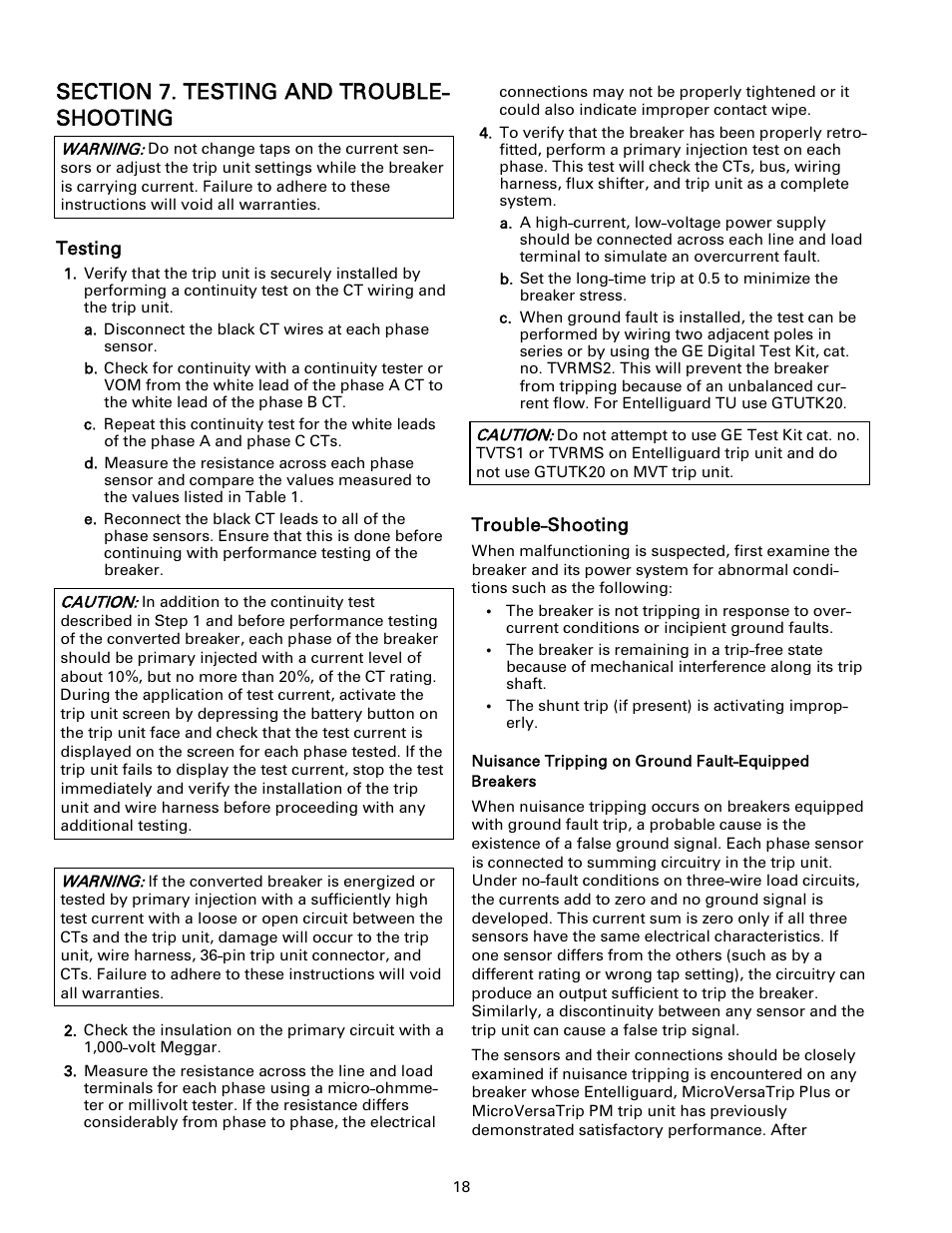 GE Industrial Solutions Entelliguard TU, MicroVersaTrip Plus and PM Conversion Kits User Manual | Page 18 / 20