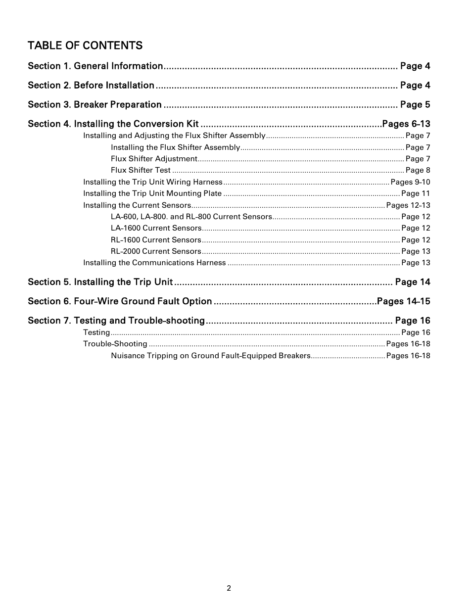 GE Industrial Solutions Entelliguard TU, MicroVersaTrip Plus and PM Conversion Kits User Manual | Page 2 / 20