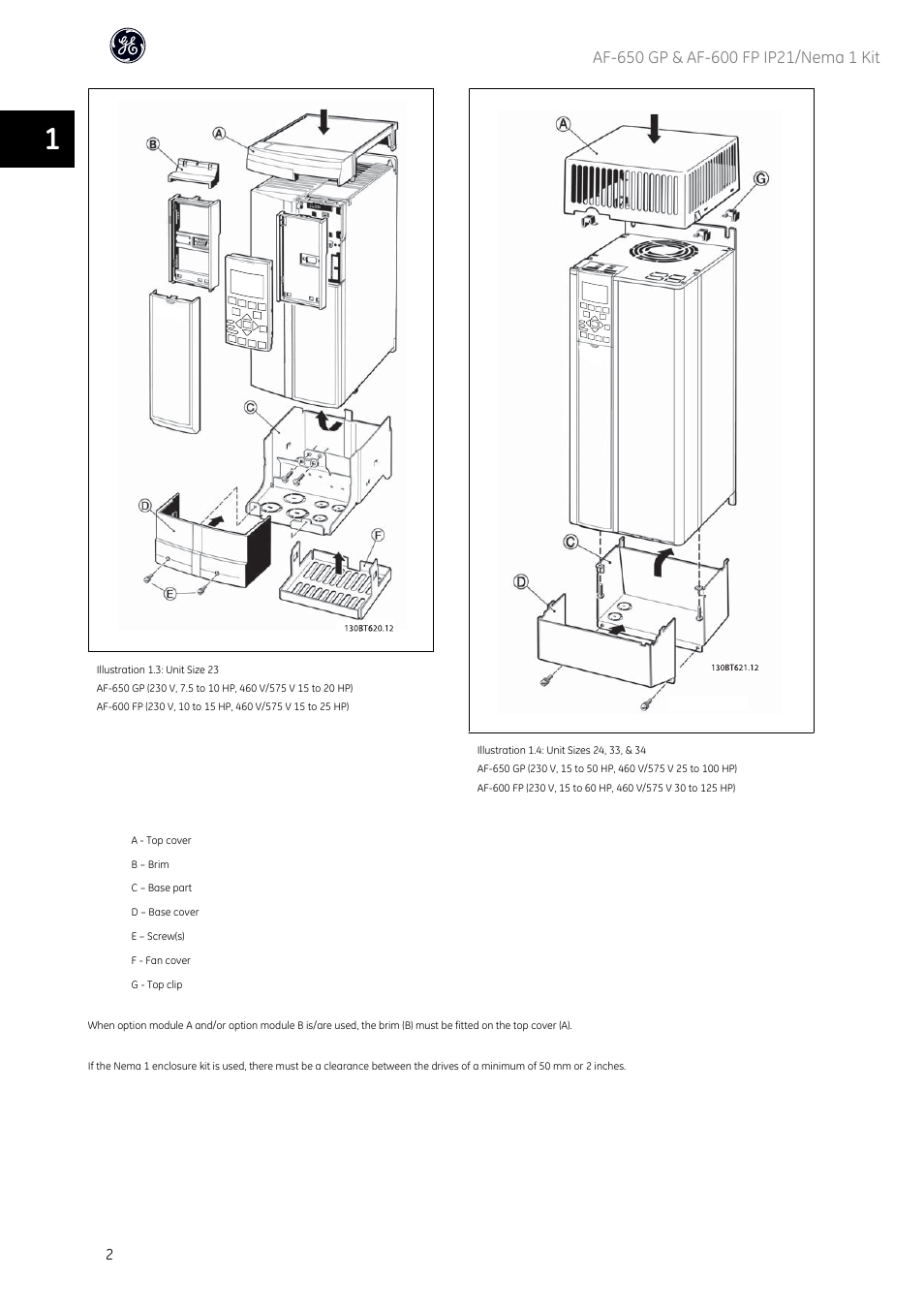 GE Industrial Solutions AF-600 FP Nema 1 Kits User Manual | Page 3 / 10