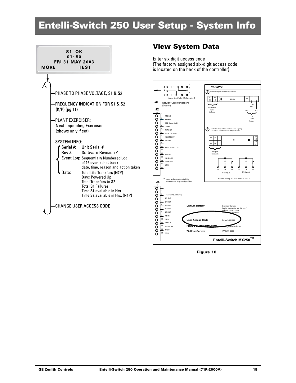 Entelli-switch 250 user setup - system info, View system data, Figure 10 | Entelli-switch mx250, Ge zenith controls 19 | GE Industrial Solutions Entelli-Switch 250 User Manual | Page 19 / 32
