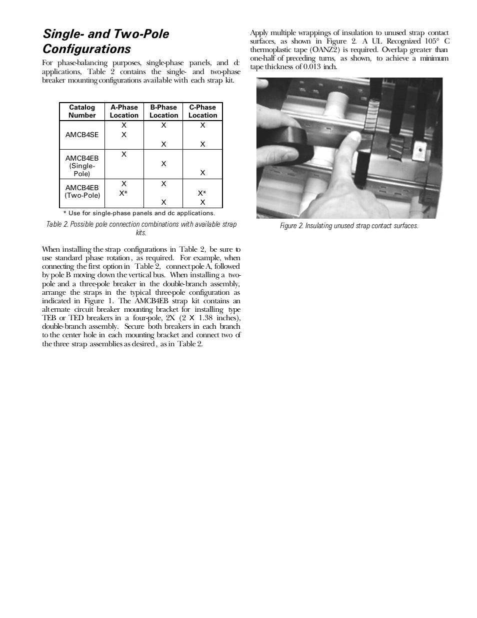 Single- and two-pole configurations | GE Industrial Solutions Spectra Series Power Panelboards AMCB6EB, AMCB4SE, AMCB4EB User Manual | Page 3 / 4
