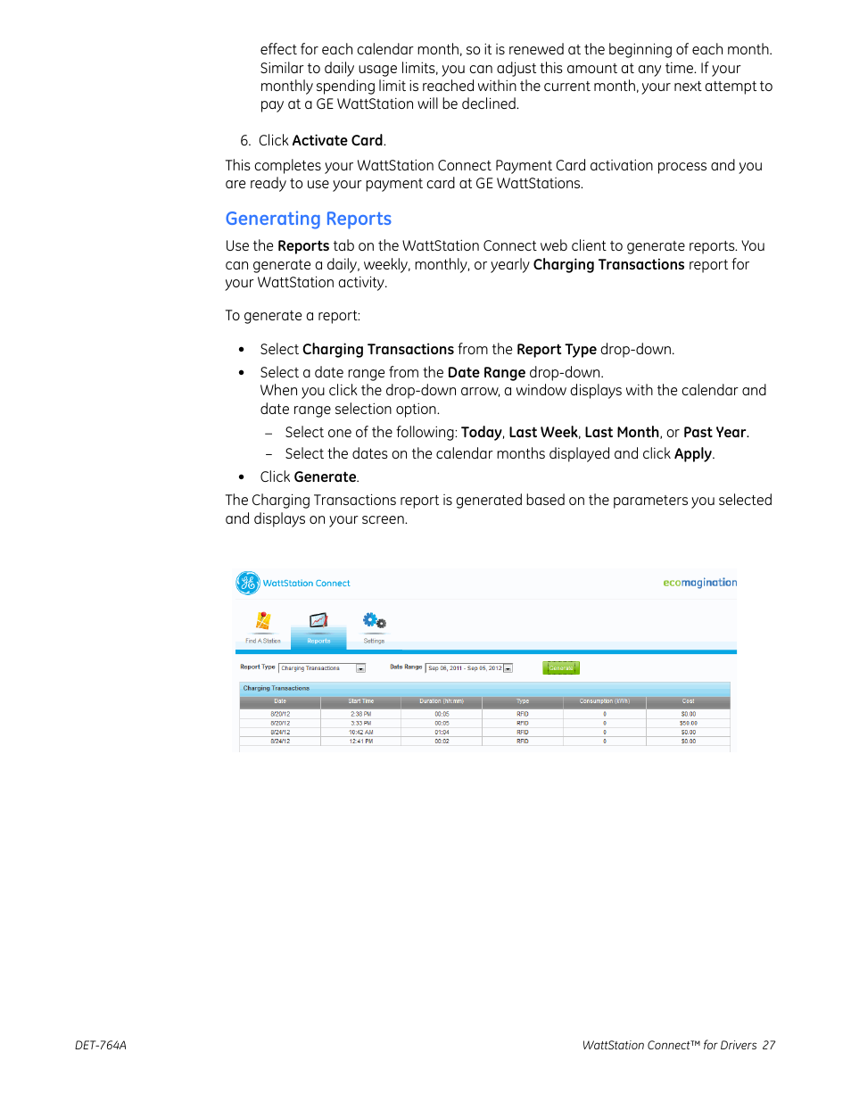 Generating reports | GE Industrial Solutions WattStation Connect Driver Second Edition User Manual | Page 29 / 33