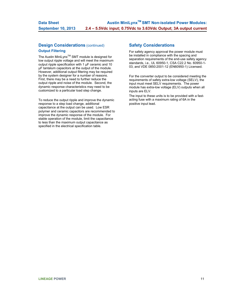 GE Industrial Solutions Austin Minilynx SMT User Manual | Page 11 / 20