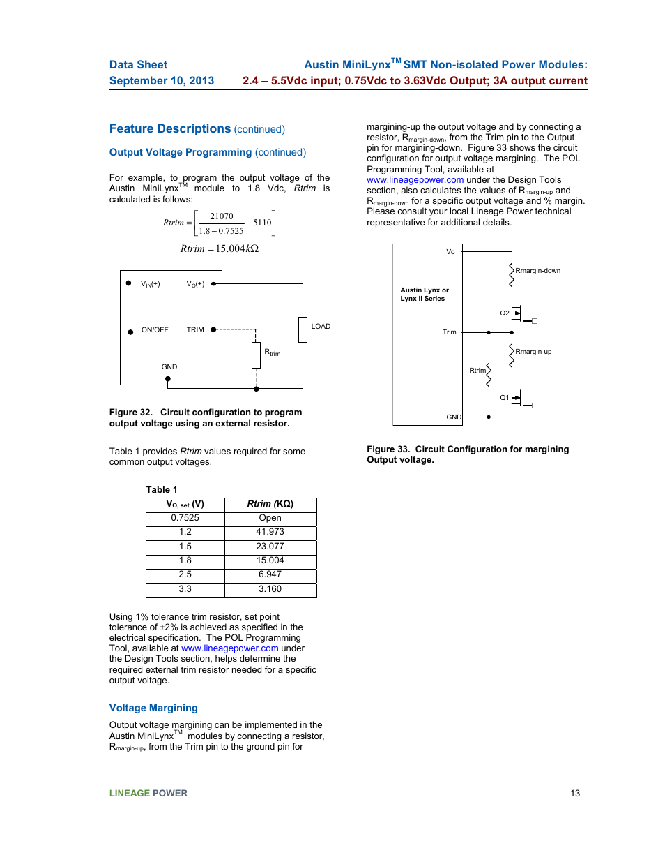 Feature descriptions | GE Industrial Solutions Austin Minilynx SMT User Manual | Page 13 / 20