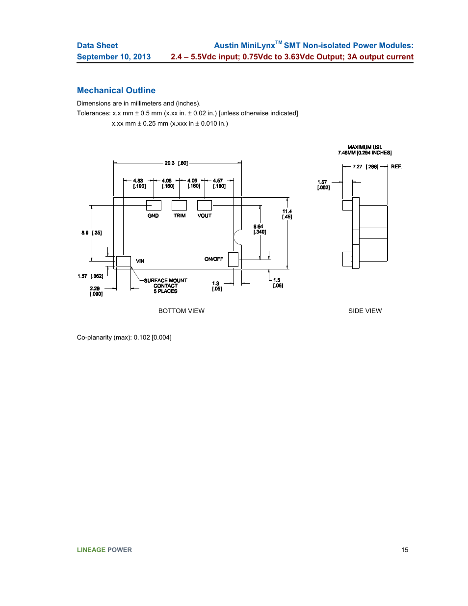GE Industrial Solutions Austin Minilynx SMT User Manual | Page 15 / 20