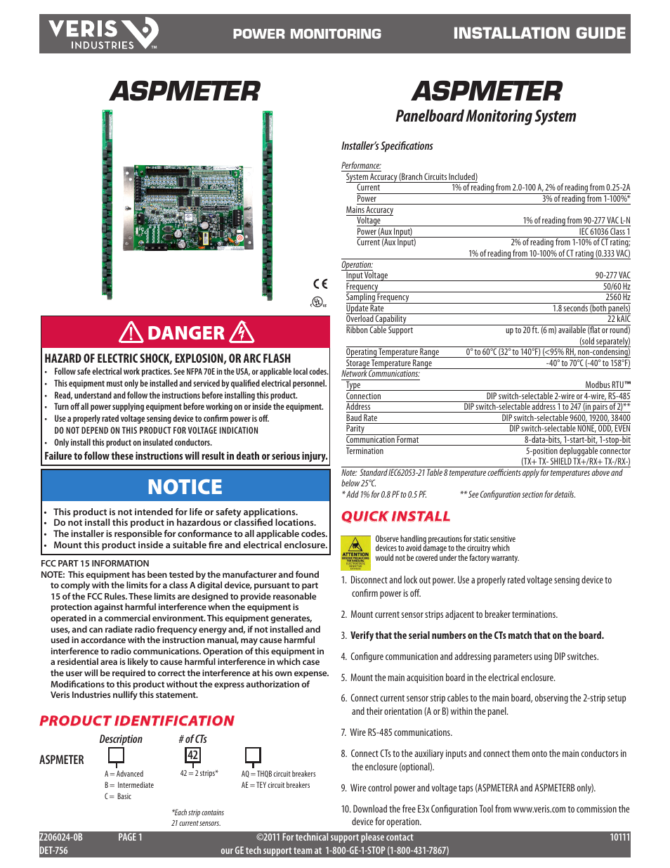 GE Industrial Solutions ASPMETER Install User Manual | 10 pages