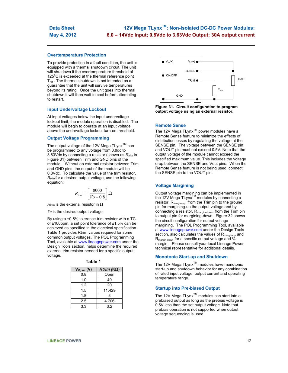 GE Industrial Solutions 12V Mega TLynx User Manual | Page 12 / 23
