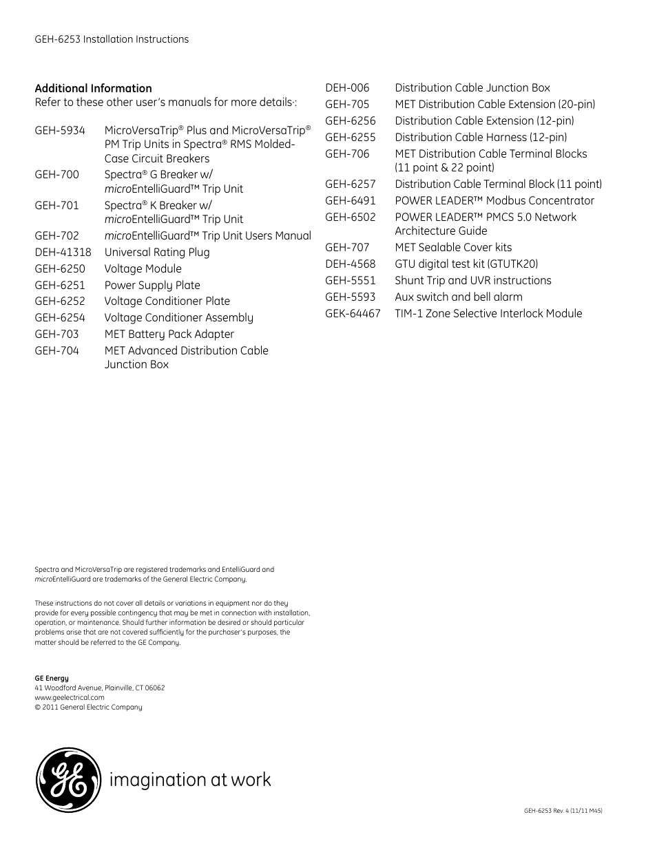 Imagination at work | GE Industrial Solutions SPSAA User Manual | Page 8 / 8