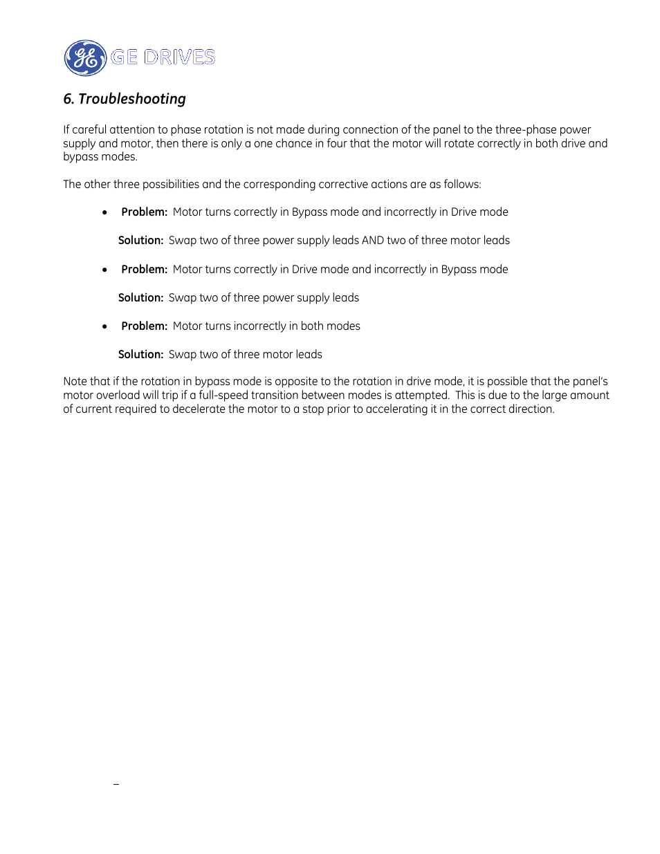 Troubleshooting | GE Industrial Solutions AF-600 FP Drive Panel User Manual | Page 26 / 57