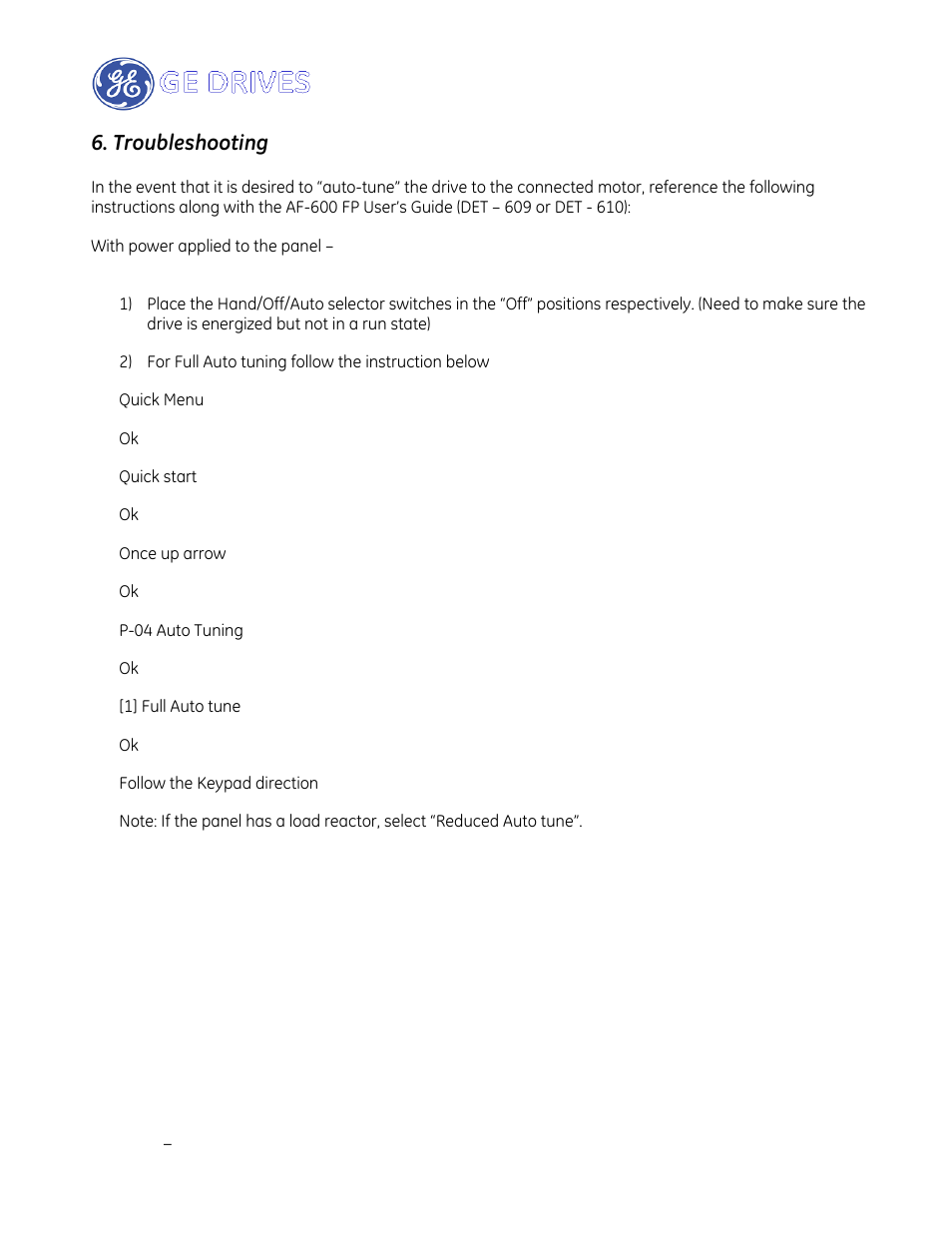 Troubleshooting | GE Industrial Solutions AF-600 FP Drive Panel User Manual | Page 39 / 57