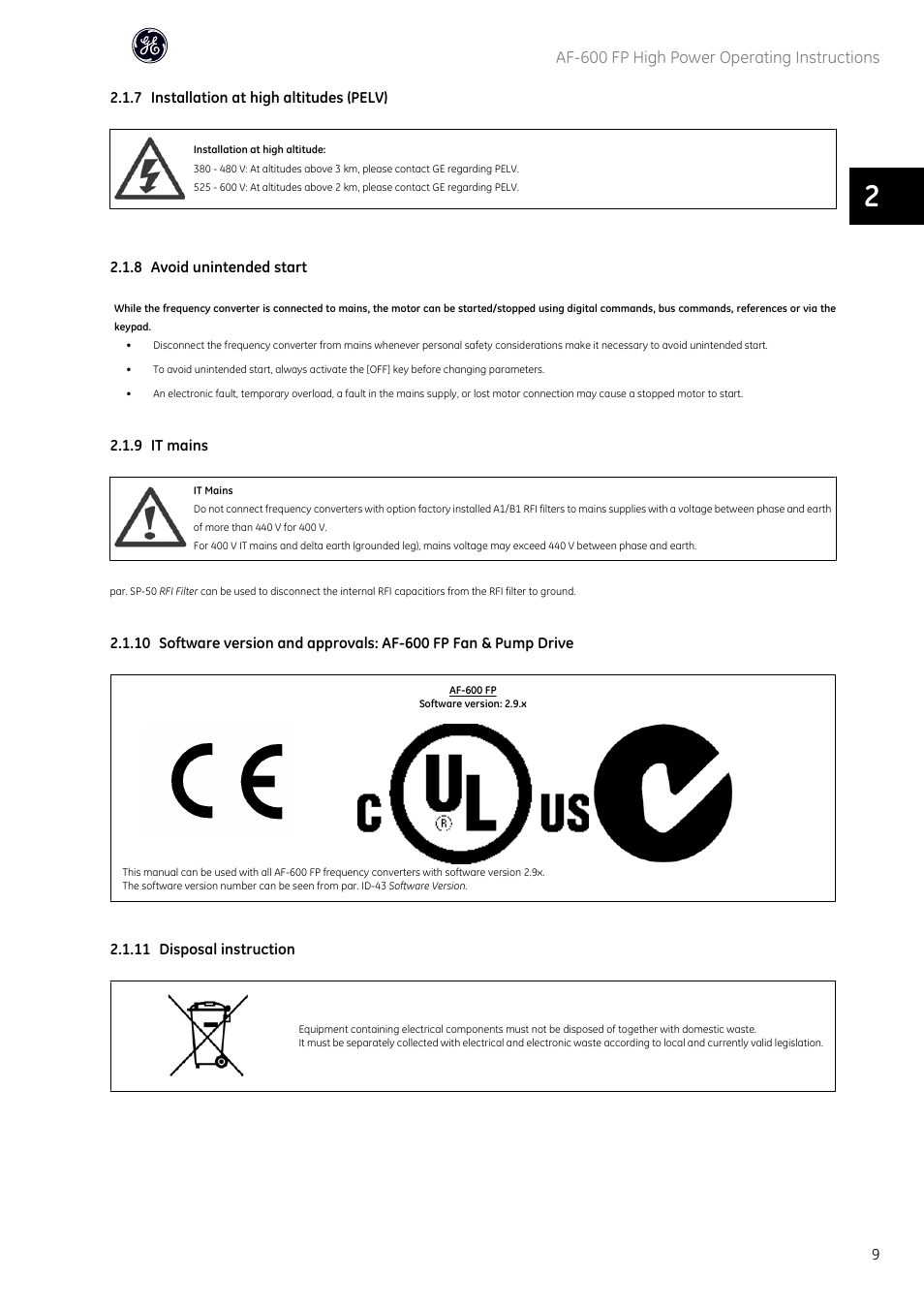 GE Industrial Solutions AF-600 FP Fan and Pump Drive (460V_575V 150HP and above) User Manual | Page 10 / 175