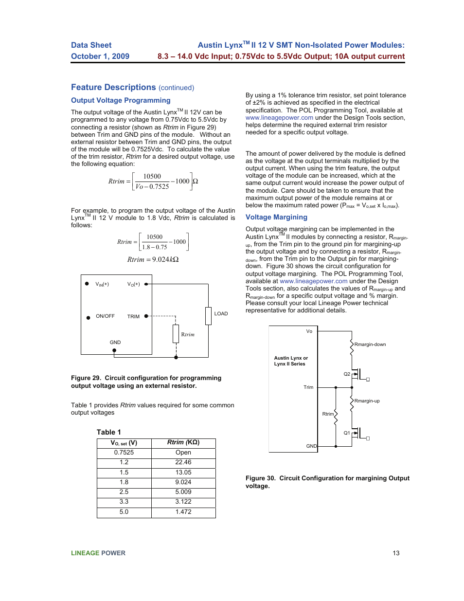 Feature descriptions | GE Industrial Solutions Austin Lynx II 12 V SMT User Manual | Page 13 / 21