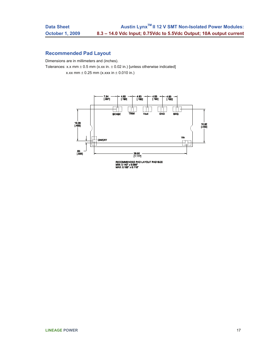GE Industrial Solutions Austin Lynx II 12 V SMT User Manual | Page 17 / 21