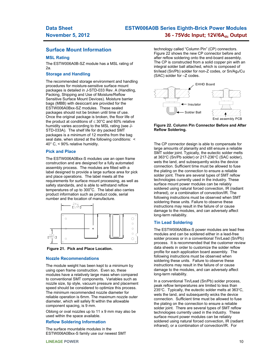 GE Industrial Solutions ESTW006A0B Series User Manual | Page 10 / 18