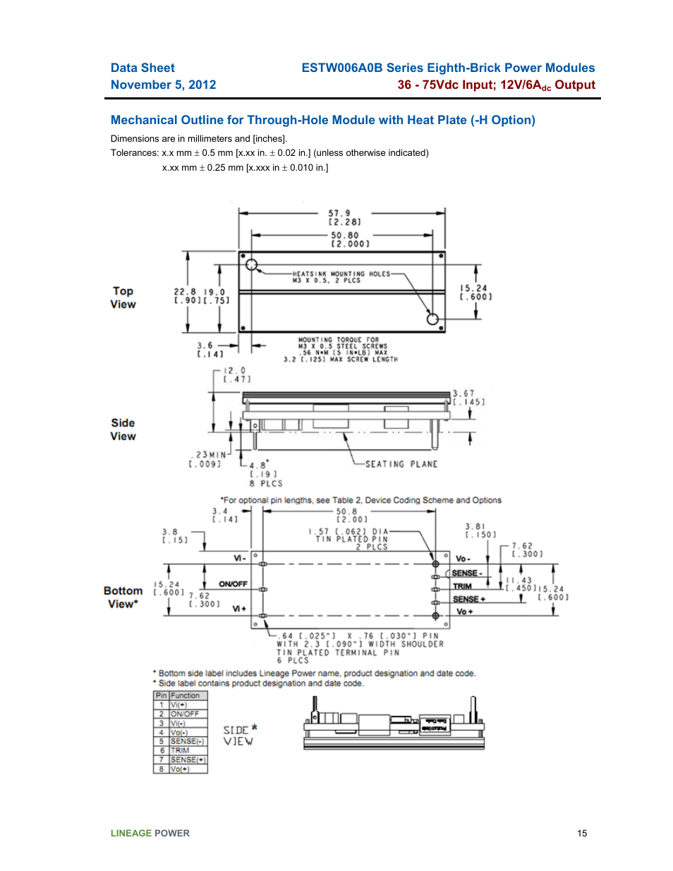 GE Industrial Solutions ESTW006A0B Series User Manual | Page 15 / 18