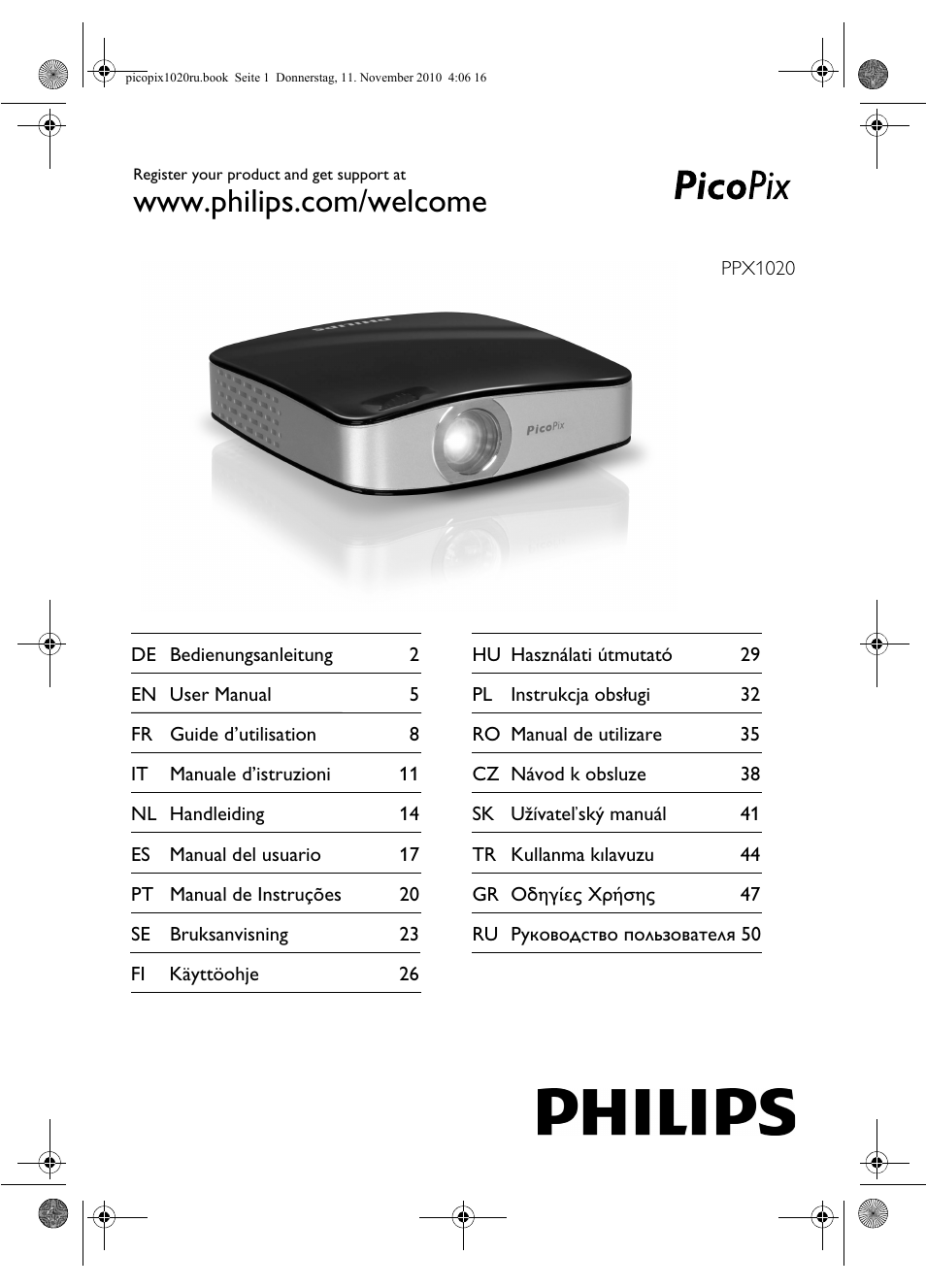 Philips PPX1020 User Manual | 56 pages