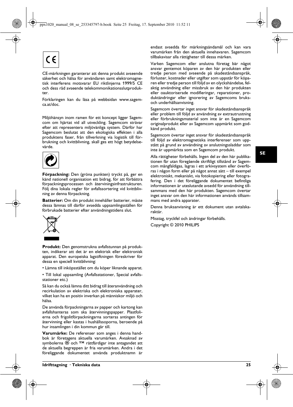 Philips PPX1020 User Manual | Page 25 / 56