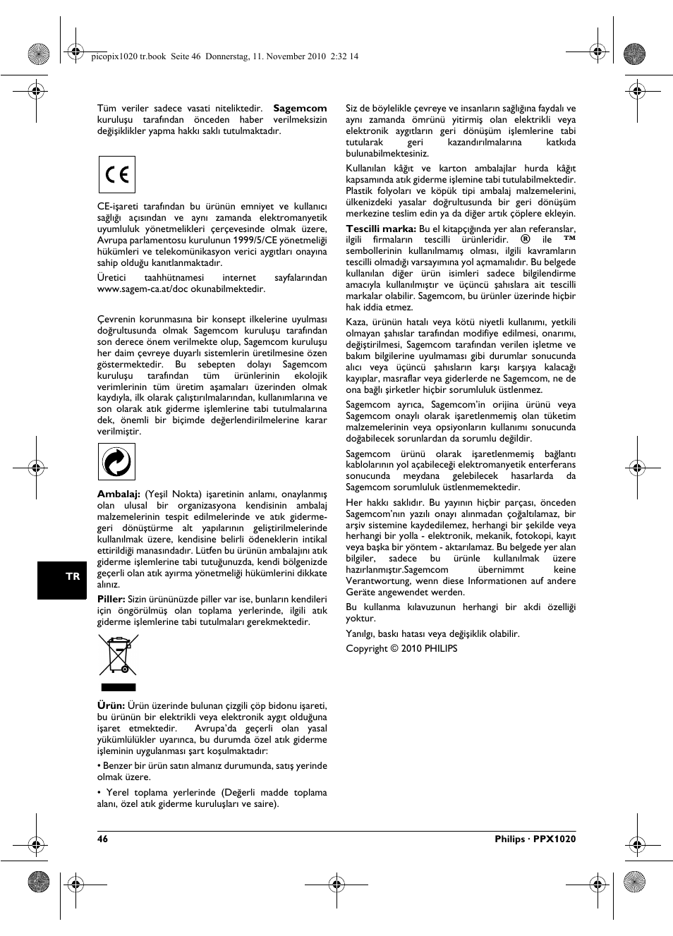 Philips PPX1020 User Manual | Page 46 / 56