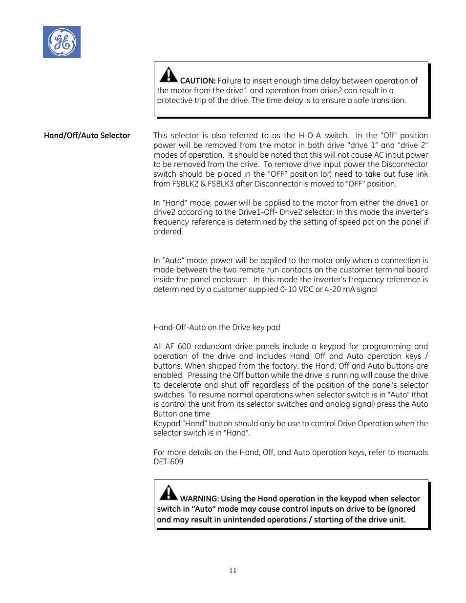 GE Industrial Solutions AF-600 FP Redundant Drive Panels User Manual | Page 11 / 26