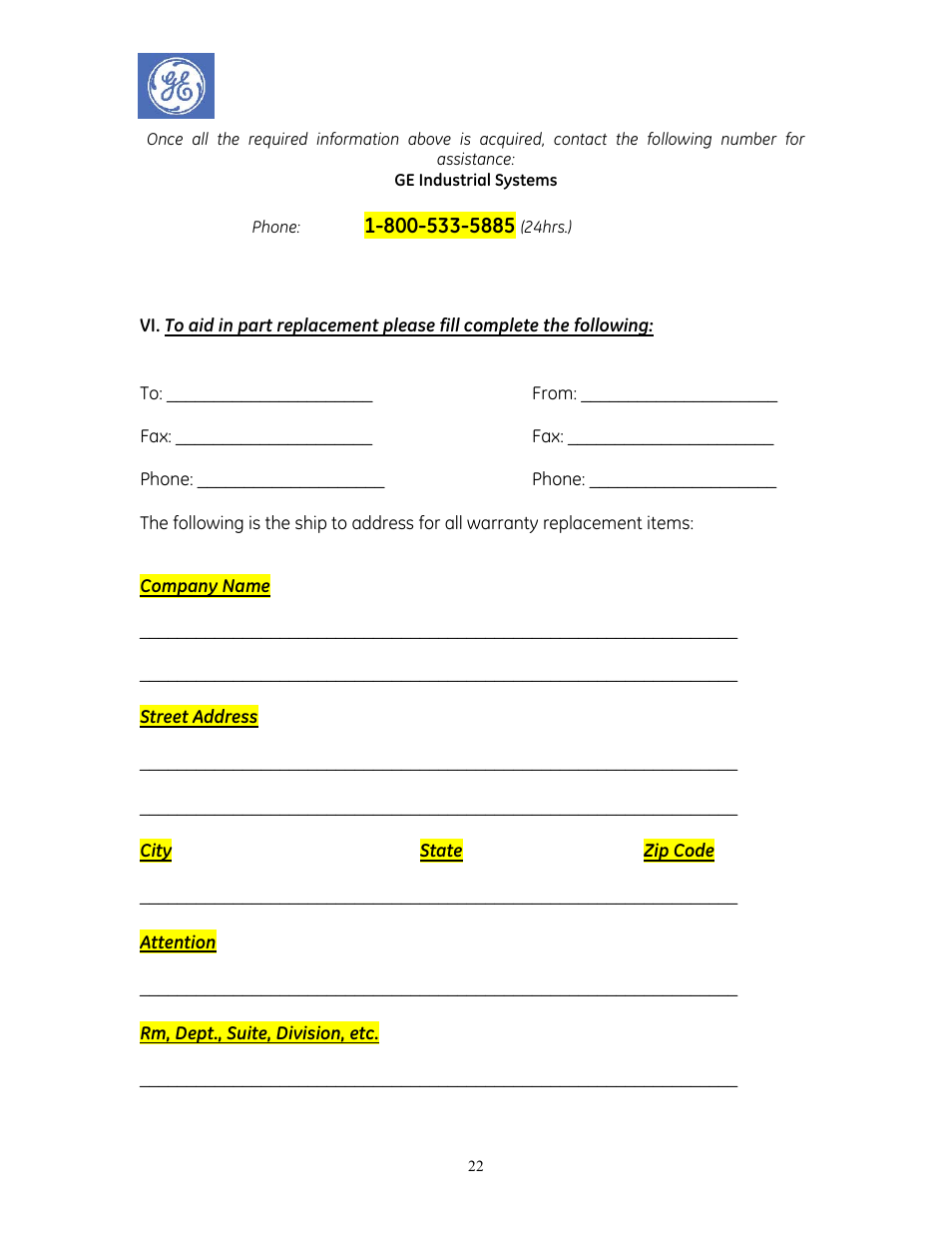 GE Industrial Solutions AF-600 FP Redundant Drive Panels User Manual | Page 22 / 26