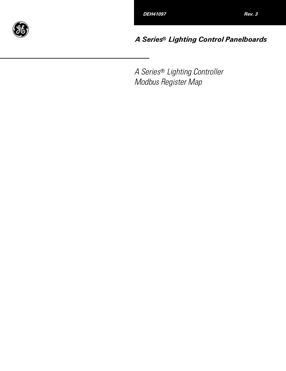GE Industrial Solutions A Series Lighting Control Panelboards Modbus Register Map User Manual | 53 pages