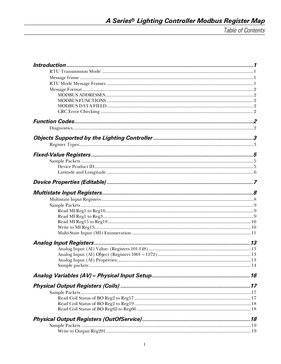 A series | GE Industrial Solutions A Series Lighting Control Panelboards Modbus Register Map User Manual | Page 2 / 53