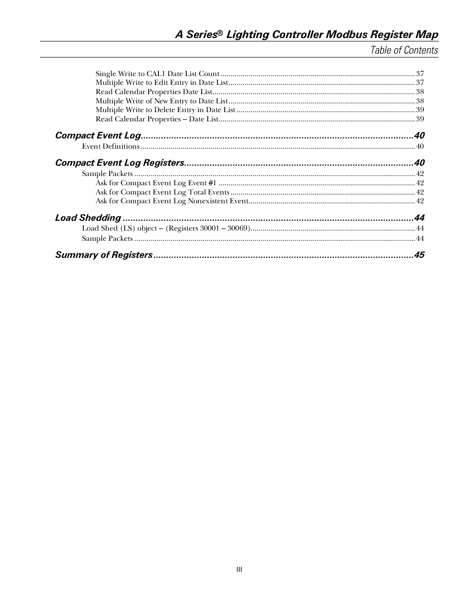 A series | GE Industrial Solutions A Series Lighting Control Panelboards Modbus Register Map User Manual | Page 4 / 53