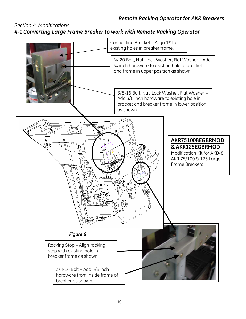 GE Industrial Solutions Remote Racking Operator: Low Voltage AKR Circuit Breakers User Manual | Page 10 / 16
