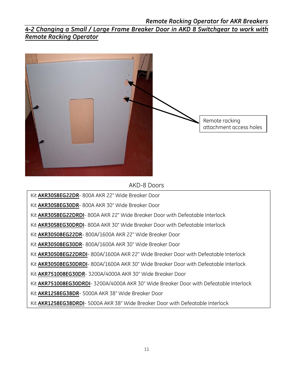 GE Industrial Solutions Remote Racking Operator: Low Voltage AKR Circuit Breakers User Manual | Page 11 / 16