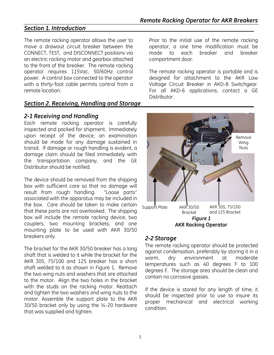 GE Industrial Solutions Remote Racking Operator: Low Voltage AKR Circuit Breakers User Manual | Page 3 / 16
