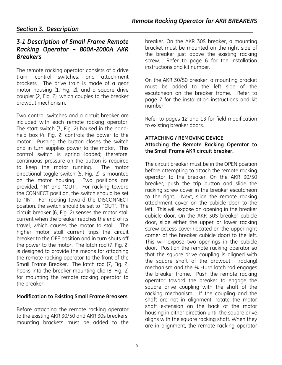 GE Industrial Solutions Remote Racking Operator: Low Voltage AKR Circuit Breakers User Manual | Page 4 / 16