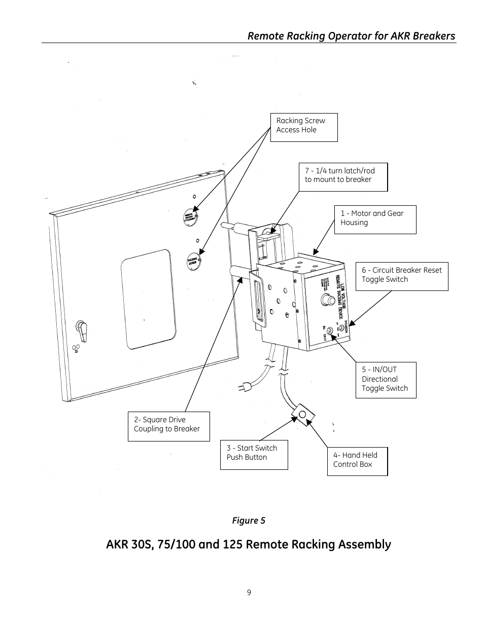 Remote racking operator for akr breakers | GE Industrial Solutions Remote Racking Operator: Low Voltage AKR Circuit Breakers User Manual | Page 9 / 16