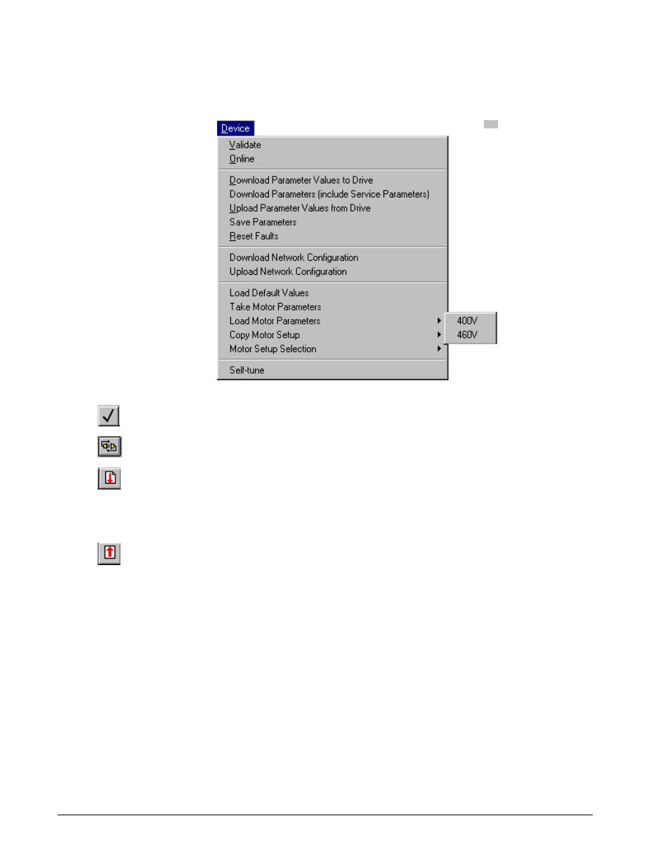 Device menu | GE Industrial Solutions Control System Toolbox For AV-300, DV-300, AV-300i (AVDV Series) Drives User Manual | Page 46 / 82