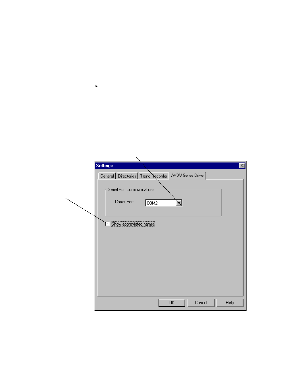 Toolbox/drive communications, Settings | GE Industrial Solutions Control System Toolbox For AV-300, DV-300, AV-300i (AVDV Series) Drives User Manual | Page 52 / 82