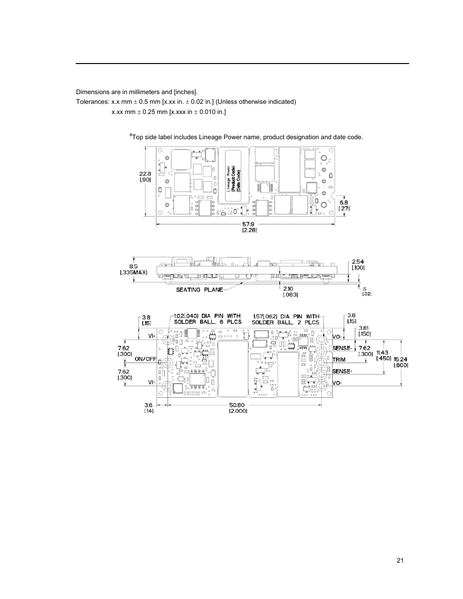 GE Industrial Solutions EQW010-040 Series (Eighth-Brick) User Manual | Page 21 / 28