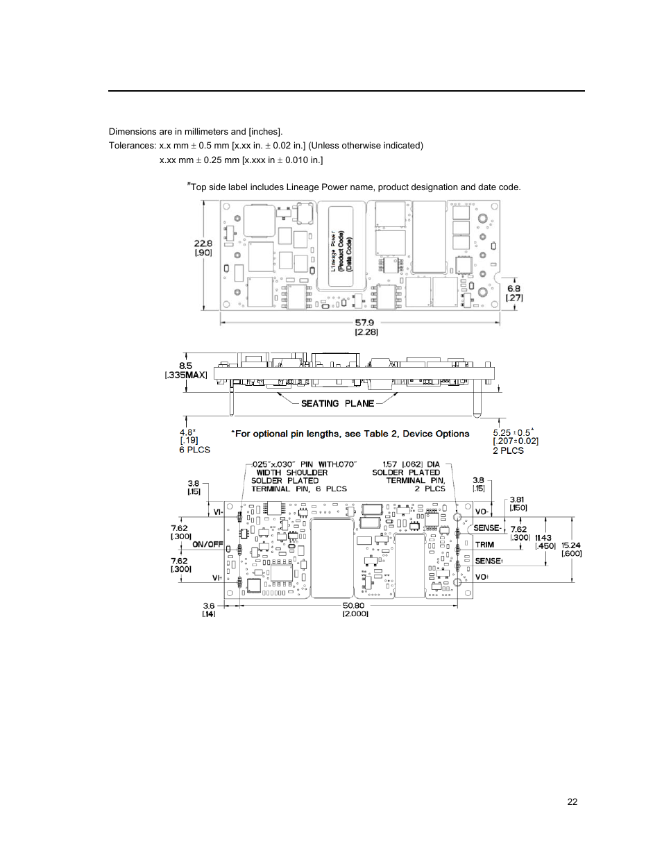 GE Industrial Solutions EQW010-040 Series (Eighth-Brick) User Manual | Page 22 / 28