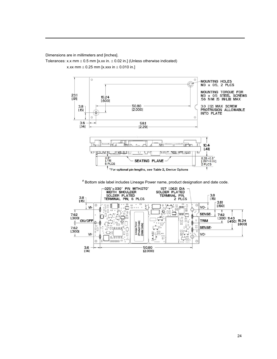 GE Industrial Solutions EQW010-040 Series (Eighth-Brick) User Manual | Page 24 / 28