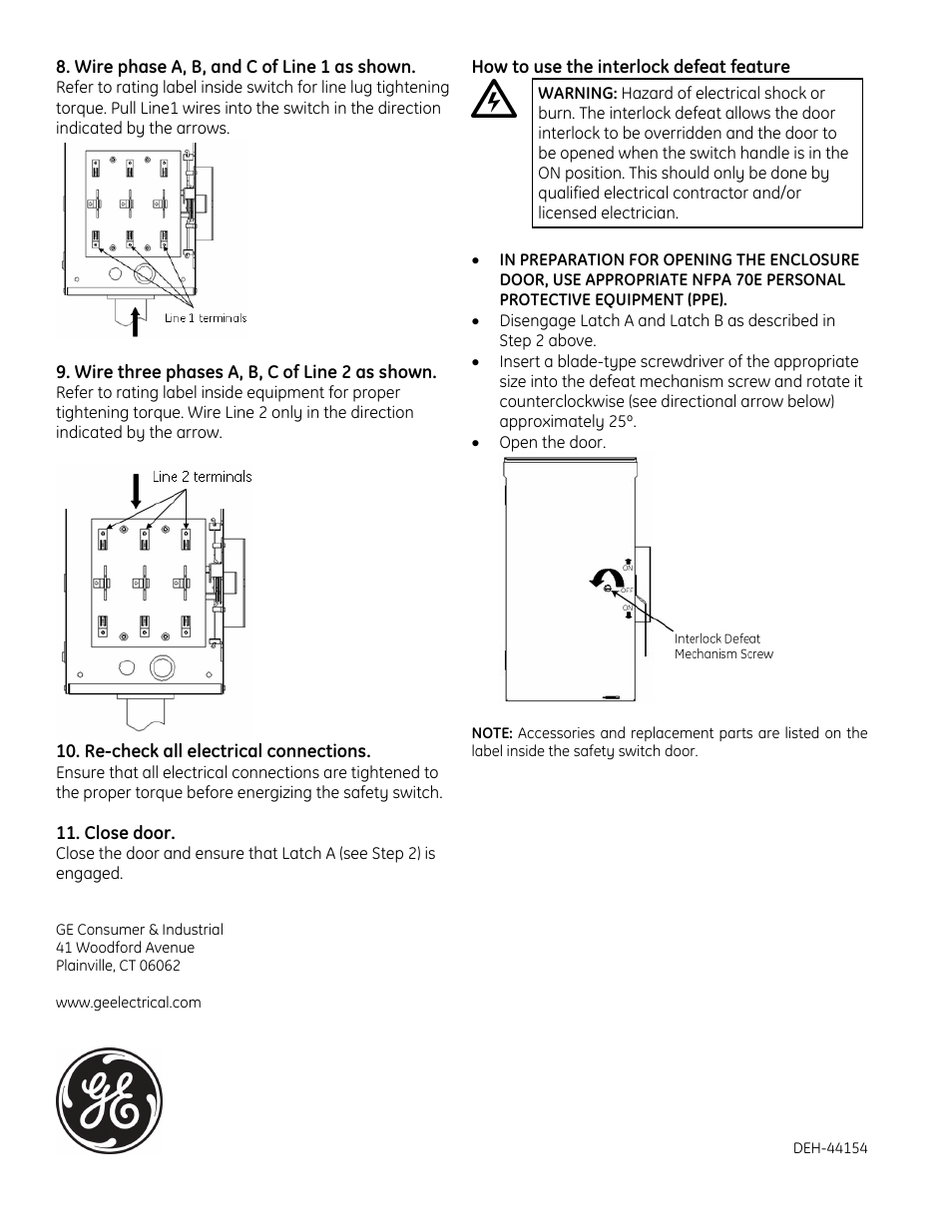 GE Industrial Solutions Double-Throw Safety Switch, NEMA 3R User Manual | Page 2 / 2