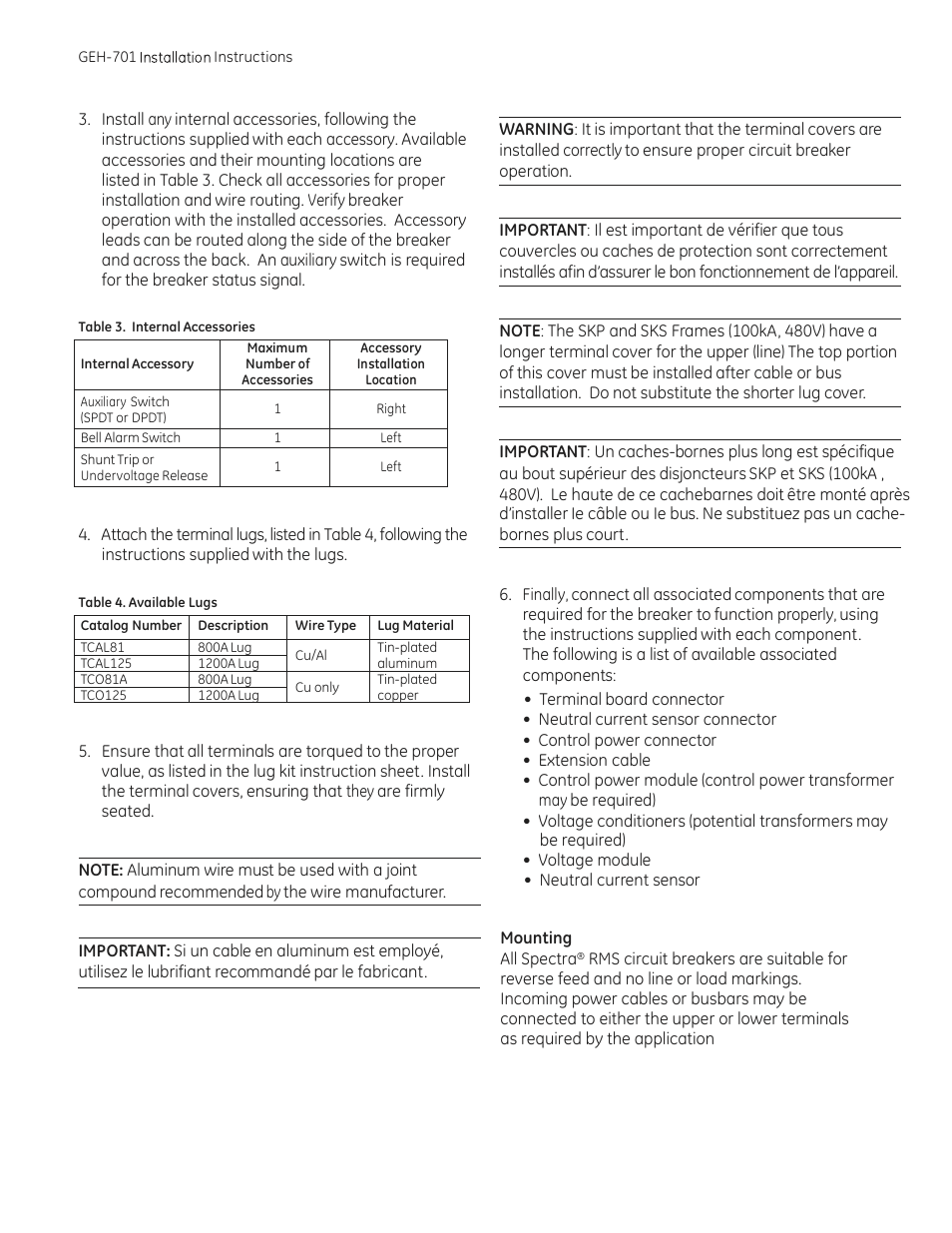 GE Industrial Solutions Spectra K-Frame MCCB with microEntelliGuard trip unit User Manual | Page 3 / 8