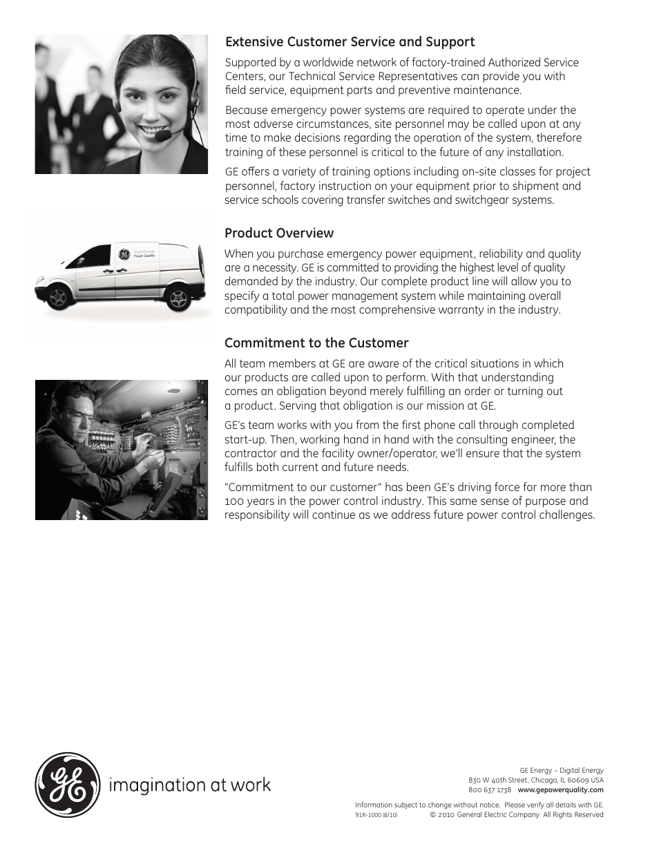 Extensive customer service and support, Product overview, Commitment to the customer | GE Industrial Solutions ZBTE Series User Manual | Page 20 / 20
