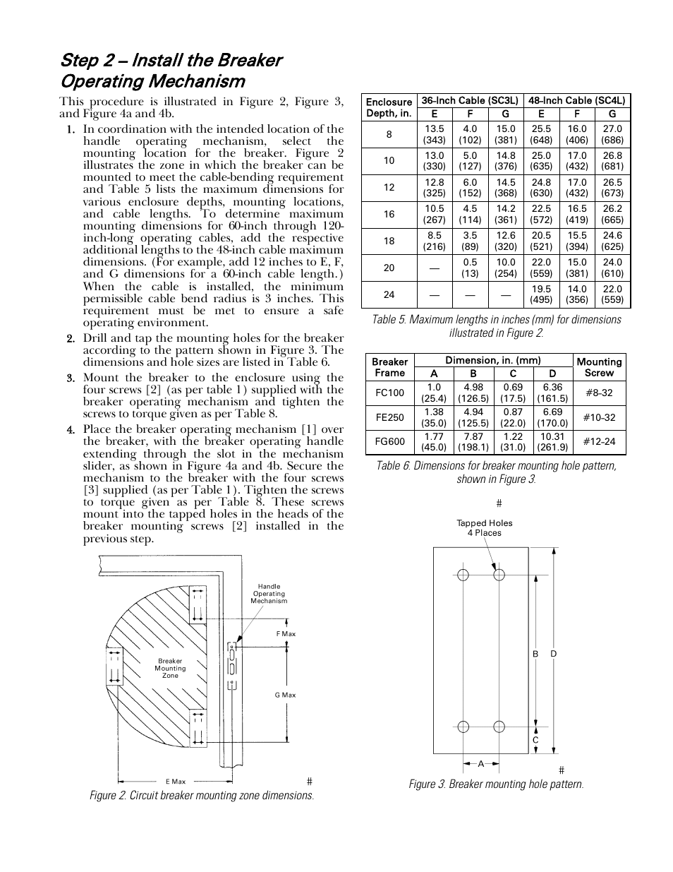 Step 2 – install the breaker operating mechanism | GE Industrial Solutions Record Plus Cable Operating Mechanism: FC100, FE250 User Manual | Page 3 / 8