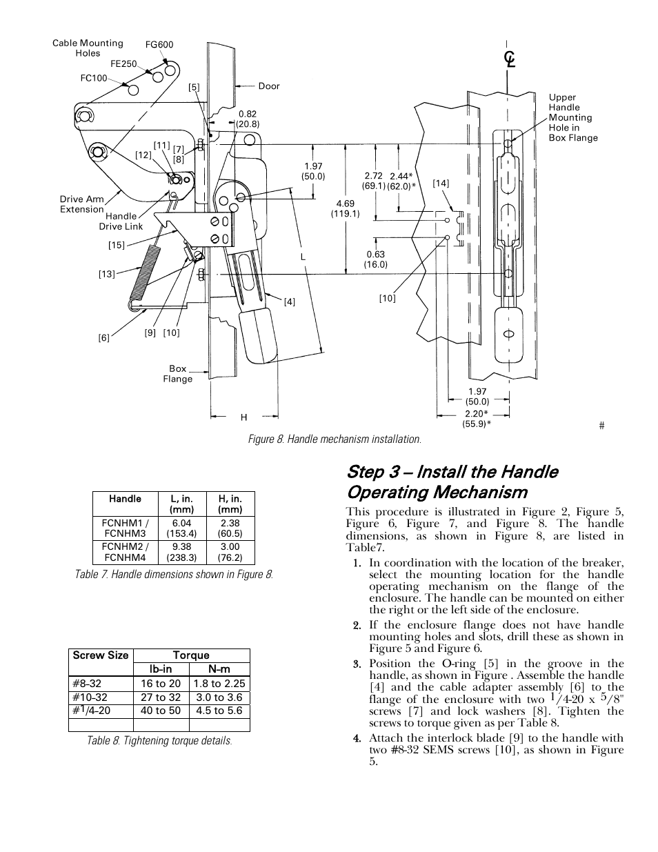 Step 3 – install the handle operating mechanism | GE Industrial Solutions Record Plus Cable Operating Mechanism: FC100, FE250 User Manual | Page 5 / 8